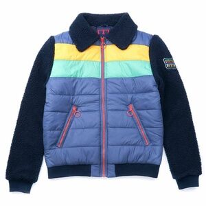 Teddy Fresh sherpa color block puffer jacket